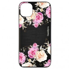 Capa para iPhone 11 Pro Max Case2you - Escovada Preta Rosas 
